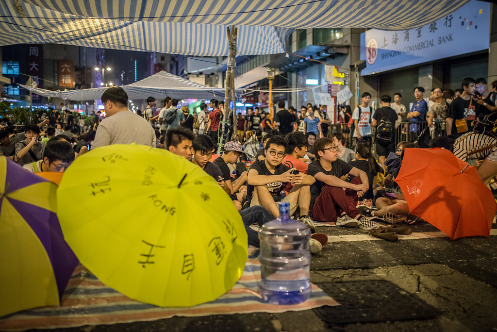 Protesters doing a sit-in in the middle of the night